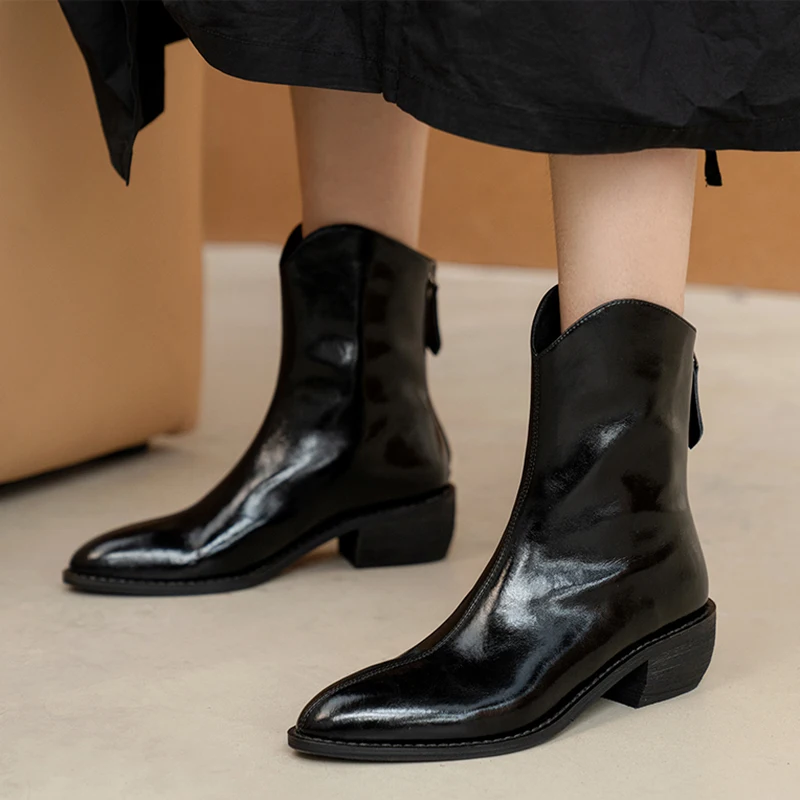 Classic Ankle Chelsea Ankle Boots For Women Pointy Toe Block heel increase Real Leather Short Boots Spring Booties Mujer
Classic Ankle Chelsea Ankle Boots For Women Pointy Toe Block heel increase Real Leather Short Boots Spring Booties Mujer