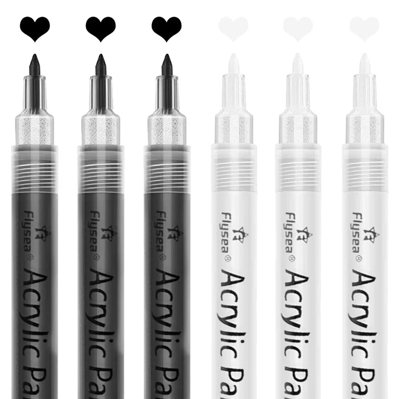 Acrylic Paint Pens,6 Pack Black White Paint Markers, Paint Pens For Rock Painting Stone Ceramic Glass Wood Plastic Metal
Acrylic Paint Pens,6 Pack Black White Paint Markers, Paint Pens For Rock Painting Stone Ceramic Glass Wood Plastic Metal