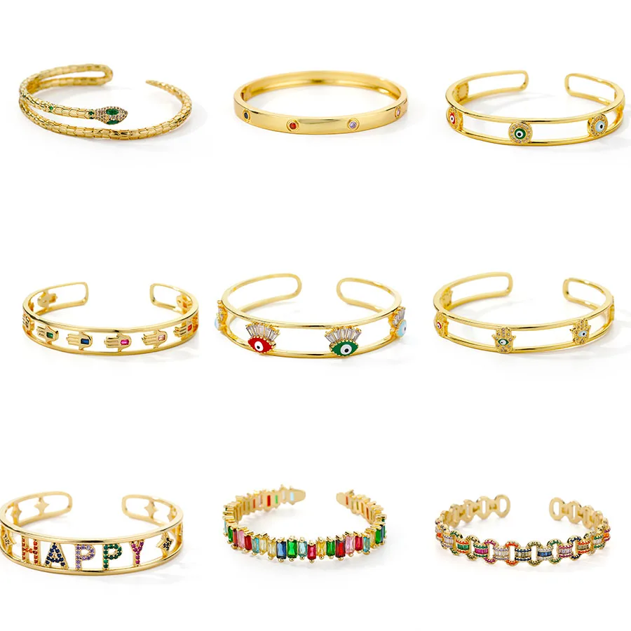 Zircon Turkish Evil Eye Open Cuff Bangle Bracelets For Women Luxury Snake Fatima Hand MultiColor CZ Bangle Fashion Jewelry Gift
Zircon Turkish Evil Eye Open Cuff Bangle Bracelets For Women Luxury Snake Fatima Hand MultiColor CZ Bangle Fashion Jewelry Gift