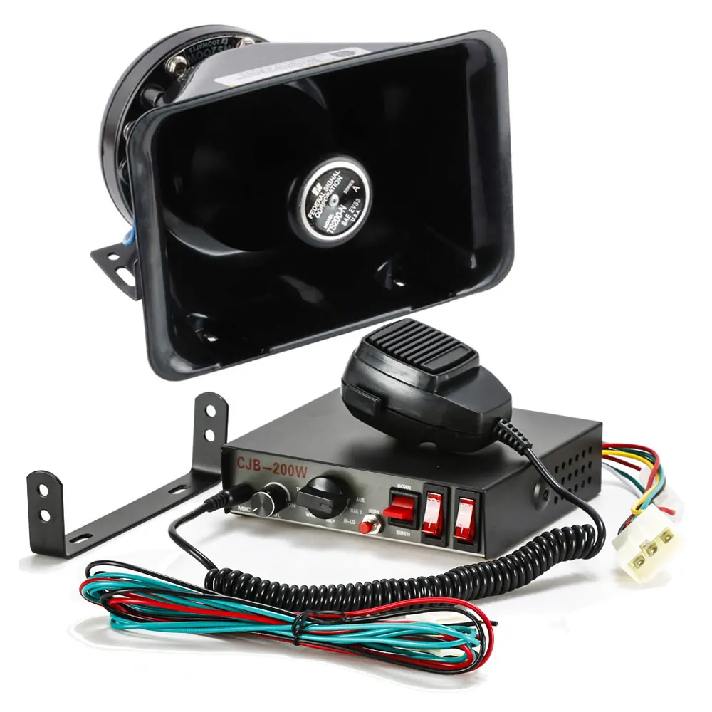 

Vehicle Warning Horn Car Police Siren Speaker 200W 8 Loud Sound Microphone Loudspeaker Emergency Alarm System 12V 24V