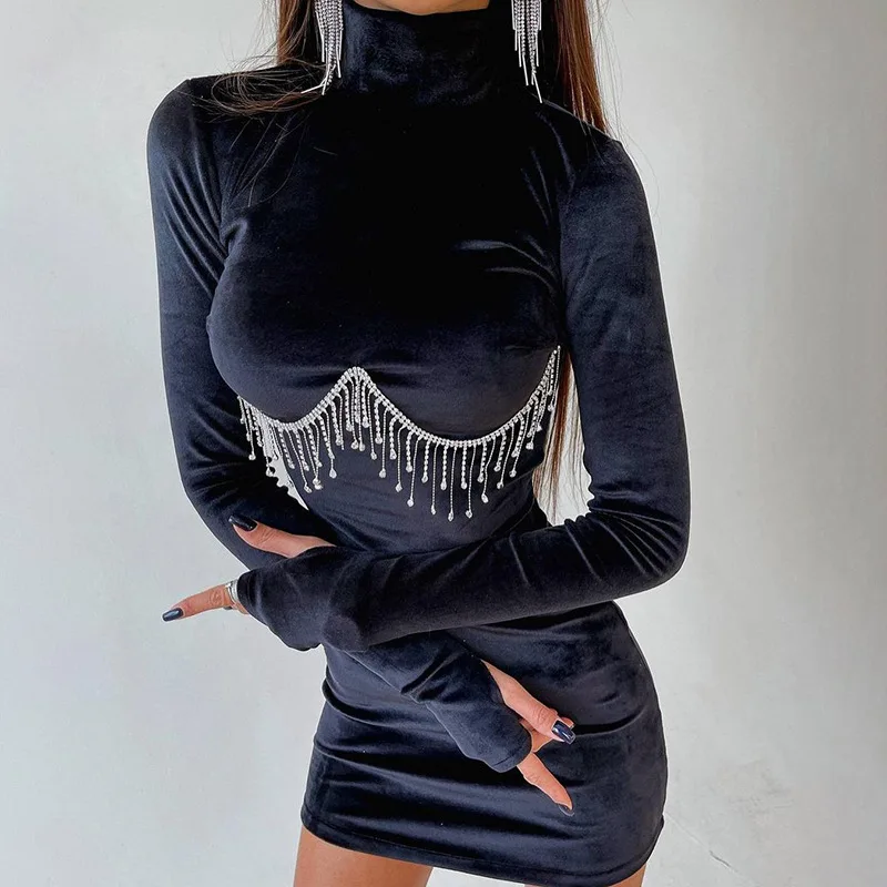Women's 2021 New Autumn and Winter Fashion Diamond Chain Decoration Slim Fit Finger Bag Hip Dress Women Boho Long Maxi Dress
Women's 2021 New Autumn and Winter Fashion Diamond Chain Decoration Slim Fit Finger Bag Hip Dress Women Boho Long Maxi Dress