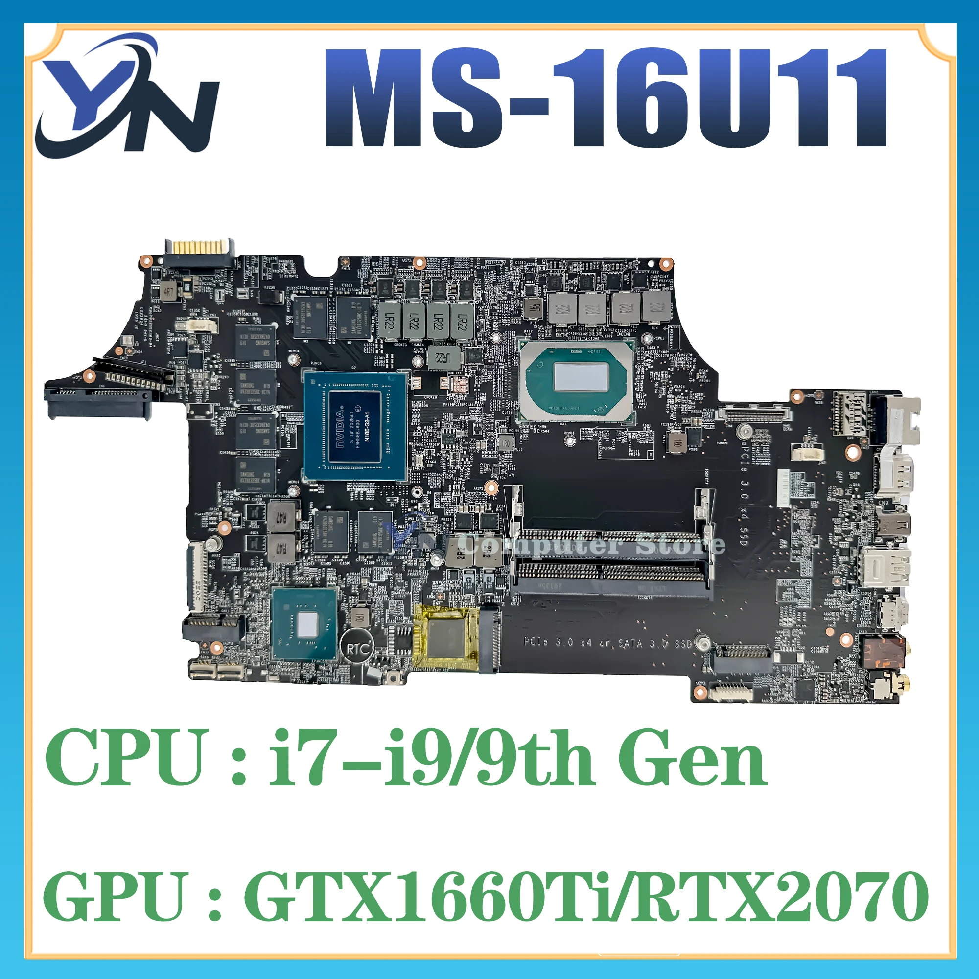 

MS-16U11 Mainboard For MSI GE65 RAIDER 9SF MS-16U1 Laptop Motherboard With i9-9880H i7-9750H CPU GTX1660Ti-6G RTX2070-8G