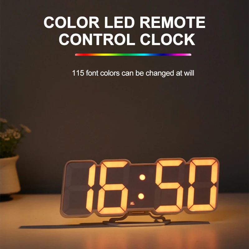 3D LED Digital Desk Clock 115 RGB Colors Remote Control 12H/24H Snoozing Wall Clock 3-Sets Alarm Clock Time Temp Date Display
3D LED Digital Desk Clock 115 RGB Colors Remote Control 12H/24H Snoozing Wall Clock 3-Sets Alarm Clock Time Temp Date Display