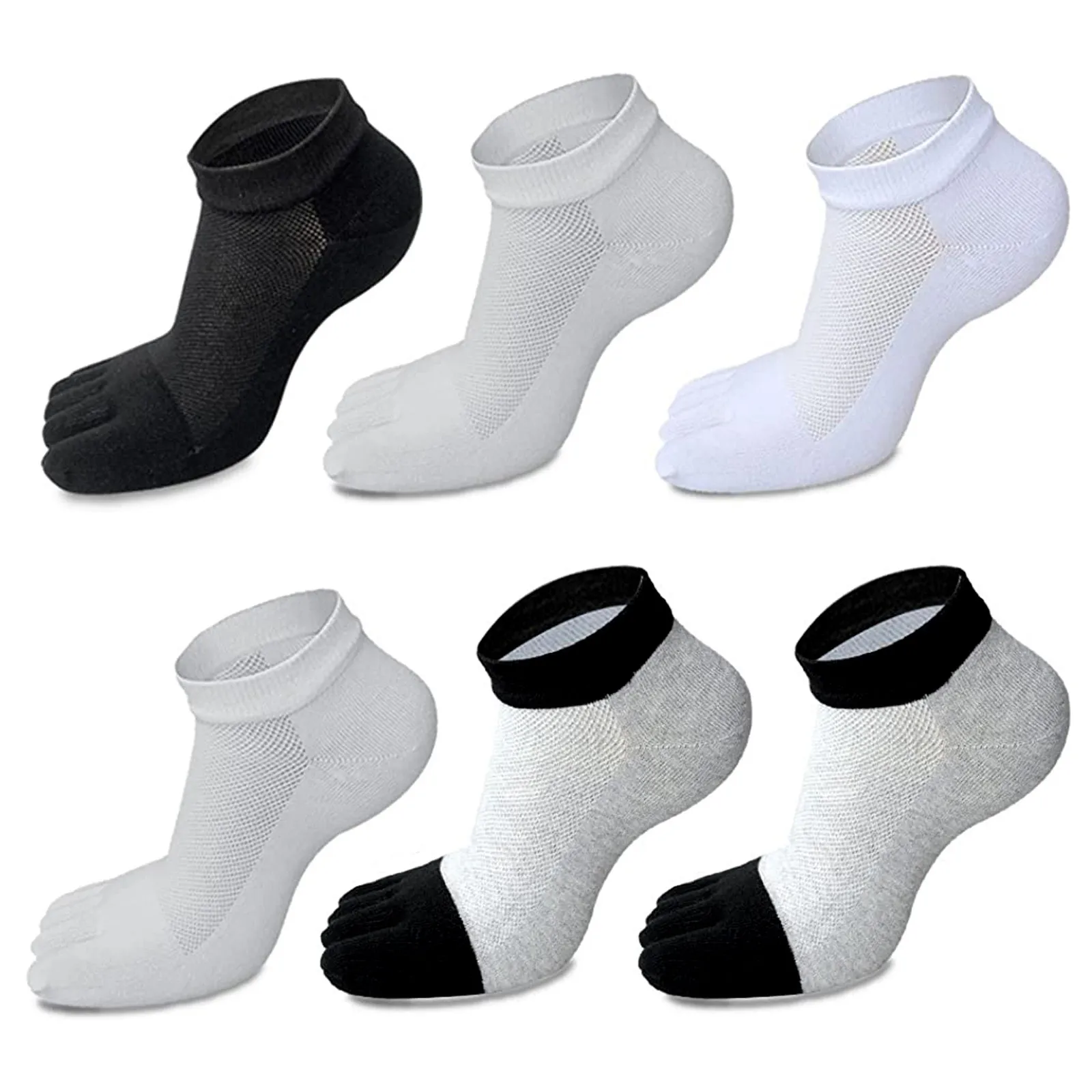 

6 пар мужских хлопковых низких носков, 5 пальцев, дышащие мягкие мужские носки, спортивные носки, мужские носки