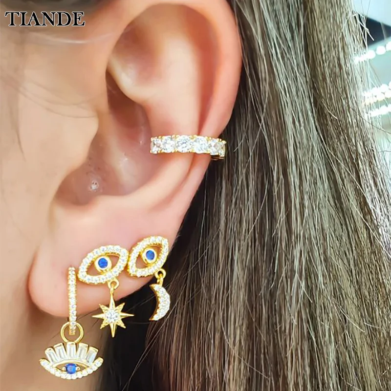 TIANDE Gold Plated Star Moon Dangle Earrings for Women Zircon Evil Eye Piercing Stud Drop Earring 2022 Fashion Jewelry Wholesale
TIANDE Gold Plated Star Moon Dangle Earrings for Women Zircon Evil Eye Piercing Stud Drop Earring 2022 Fashion Jewelry Wholesale