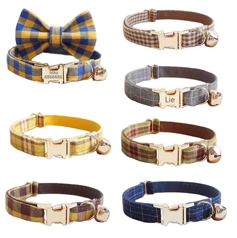 Personalized Cat Collar with Bell Bow tie Customized Puppy Small Dog Collars Engraved Cats Necklace for Cat Kitten Collar Plaid
Personalized Cat Collar with Bell Bow tie Customized Puppy Small Dog Collars Engraved Cats Necklace for Cat Kitten Collar Plaid