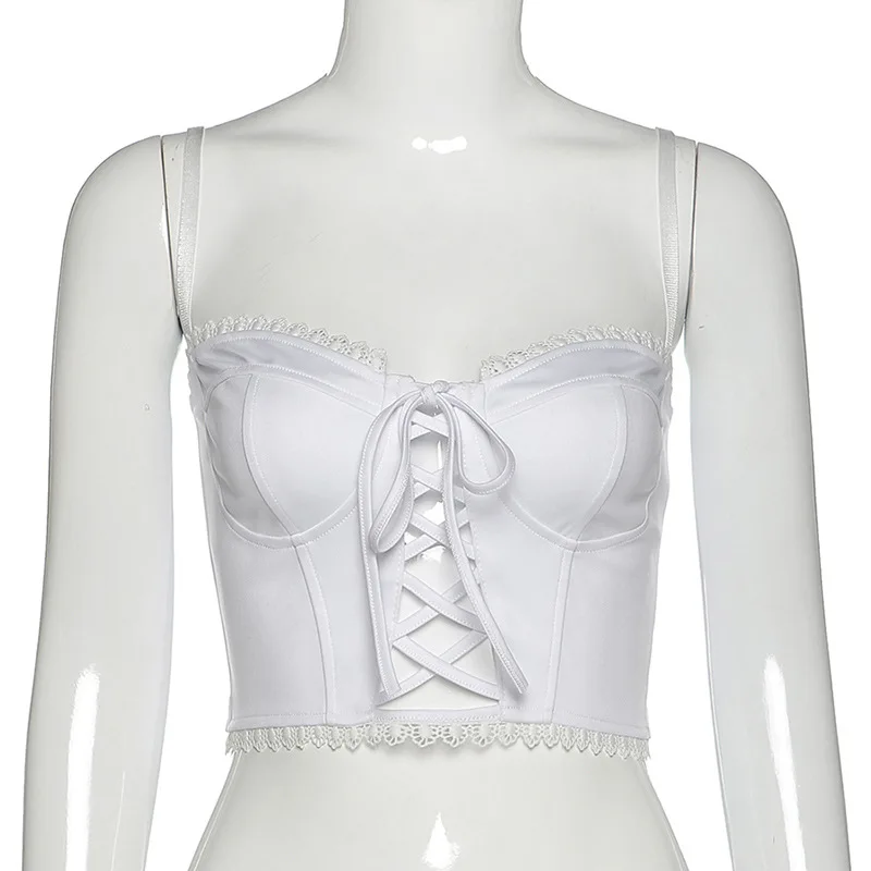 Summer Women's Sexy Crop Cami Top Spaghetti Strap Sleeveless Lace Up Hollow Out Slim Fit Camisole Female White Camis Tanks Top
Summer Women's Sexy Crop Cami Top Spaghetti Strap Sleeveless Lace Up Hollow Out Slim Fit Camisole Female White Camis Tanks Top