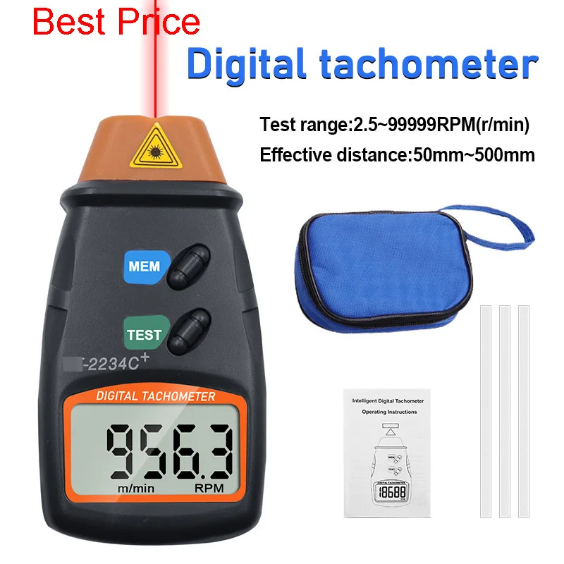 100Pcs/lot DT2234C Non Contact Laser Photo Tachometer Digital RPM Tach Digital Laser Tachometer Speedometer Speed Gauge Engine
100Pcs/lot DT2234C Non Contact Laser Photo Tachometer Digital RPM Tach Digital Laser Tachometer Speedometer Speed Gauge Engine