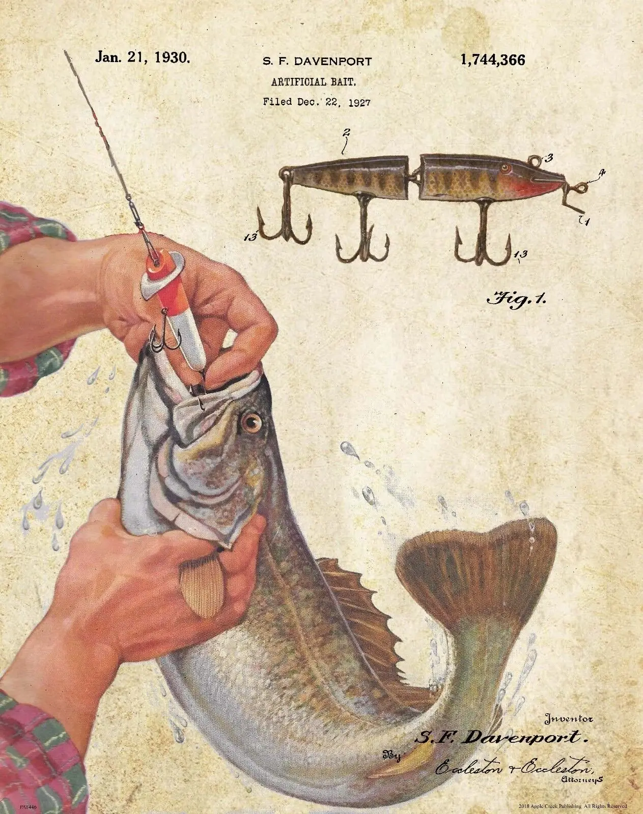 

Винтажный плакат с изображением рыболовных приманок, Шелковый постер для домашнего декора