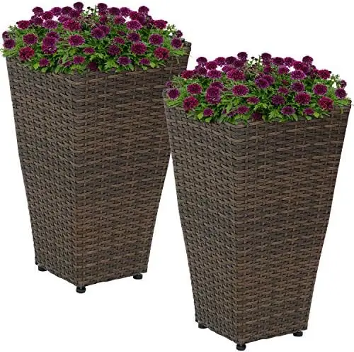 Square Polyrattan Indoor/Outdoor Planter - 20-Inches Tall - Set of 2 - Brown Bonsai pots Garden supplies Plants Garden decoratio
Square Polyrattan Indoor/Outdoor Planter - 20-Inches Tall - Set of 2 - Brown Bonsai pots Garden supplies Plants Garden decoratio