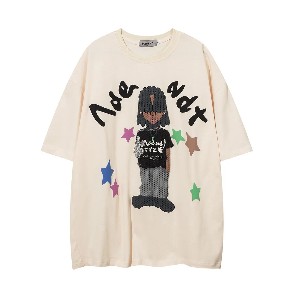 Футболка Мужская/Женская хлопковая с круглым вырезом и мультяшным принтом 
Футболка Мужская/Женская хлопковая с круглым вырезом и мультяшным принтом