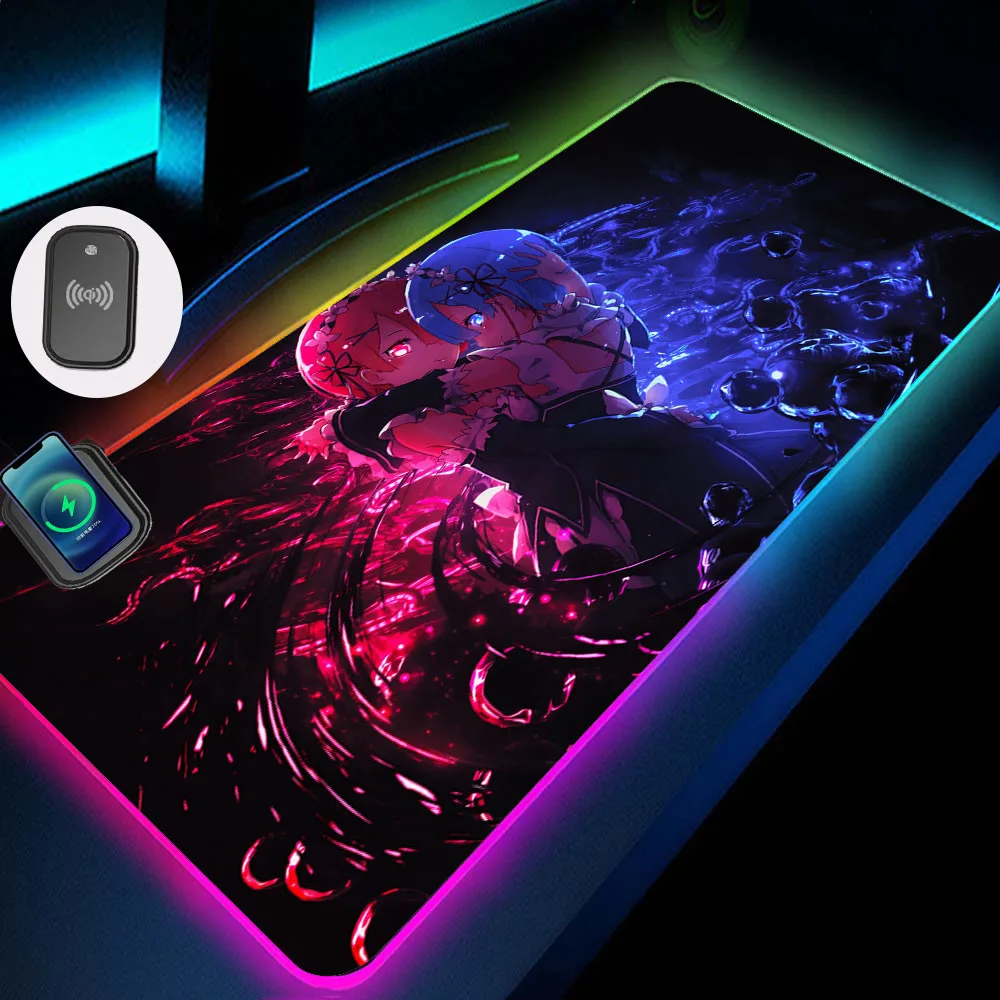 Anime Rem ReZero RGB Wireless Charging Large Mouse Pad Glowing LED Laptop Gamer Accessories USB Type-C for Keyboard Rug Deskmats
Anime Rem ReZero RGB Wireless Charging Large Mouse Pad Glowing LED Laptop Gamer Accessories USB Type-C for Keyboard Rug Deskmats