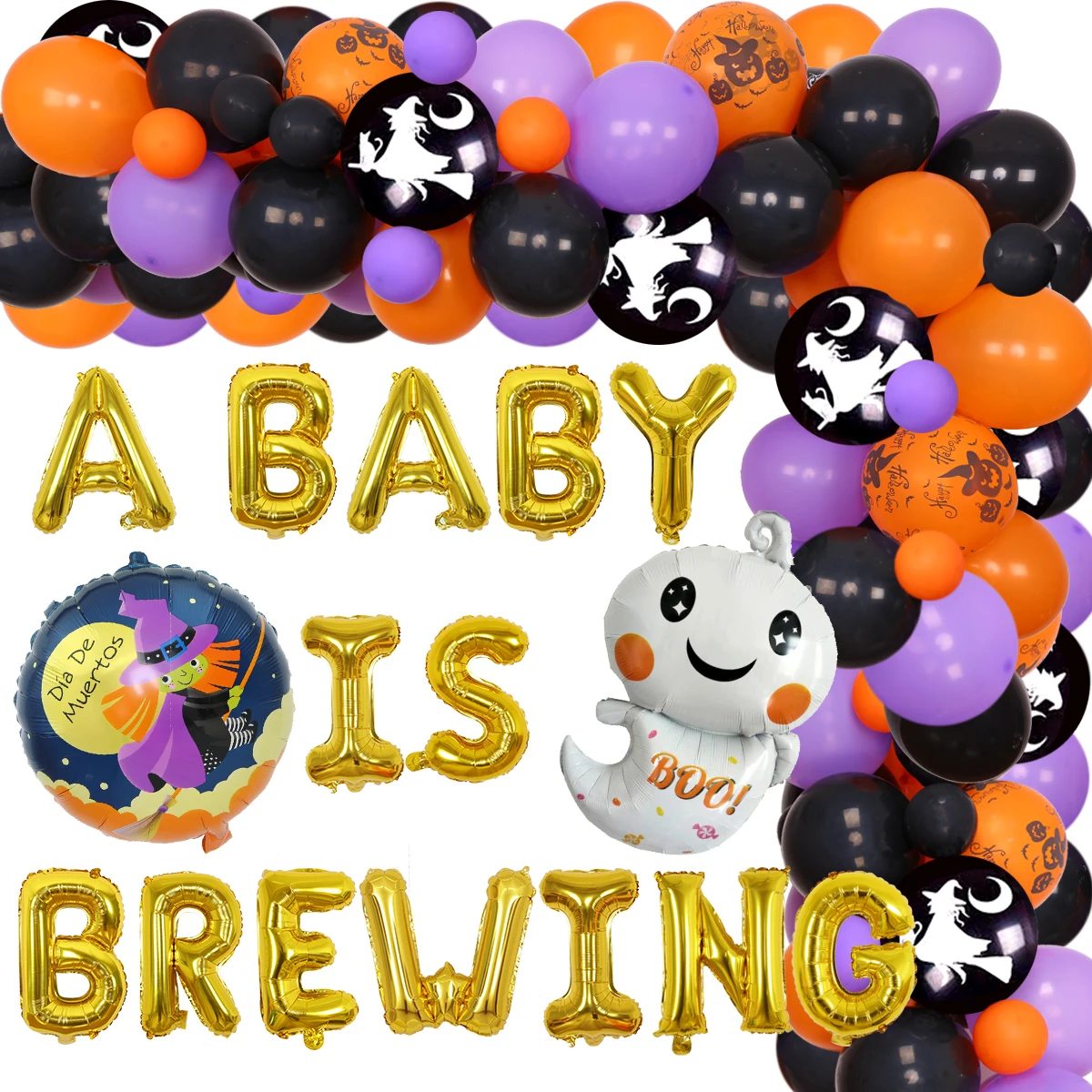 

JOYMEMO-Ghost Witch Balloons for Baby Shower, Halloween Decorations, Party Supplies for Boys and Girls