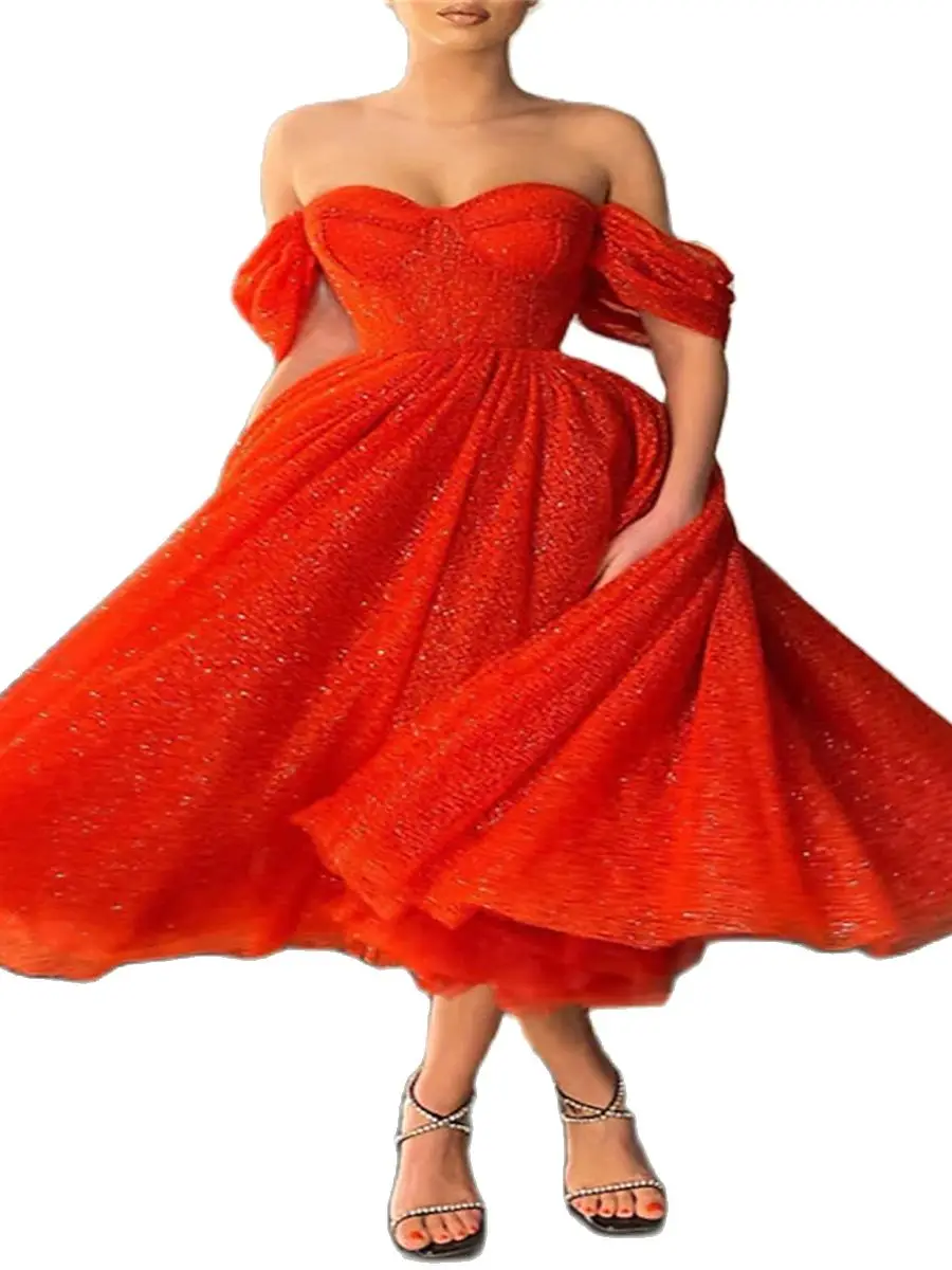 A-Line Prom Dresses Corsets Evening Party Tea Length Sleeveless Off Shoulder Tulle Glitter Sequin Solid Color Brassiere 2023
A-Line Prom Dresses Corsets Evening Party Tea Length Sleeveless Off Shoulder Tulle Glitter Sequin Solid Color Brassiere 2023