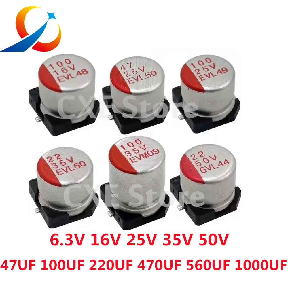 

10pcs SMD Solid Electrolytic Capacitor Low ESR 6.3V 10V 16V 25V 35V 50V 63V 22UF 47UF 100UF 220UF 330UF 470UF 560UF 1000UF NEW