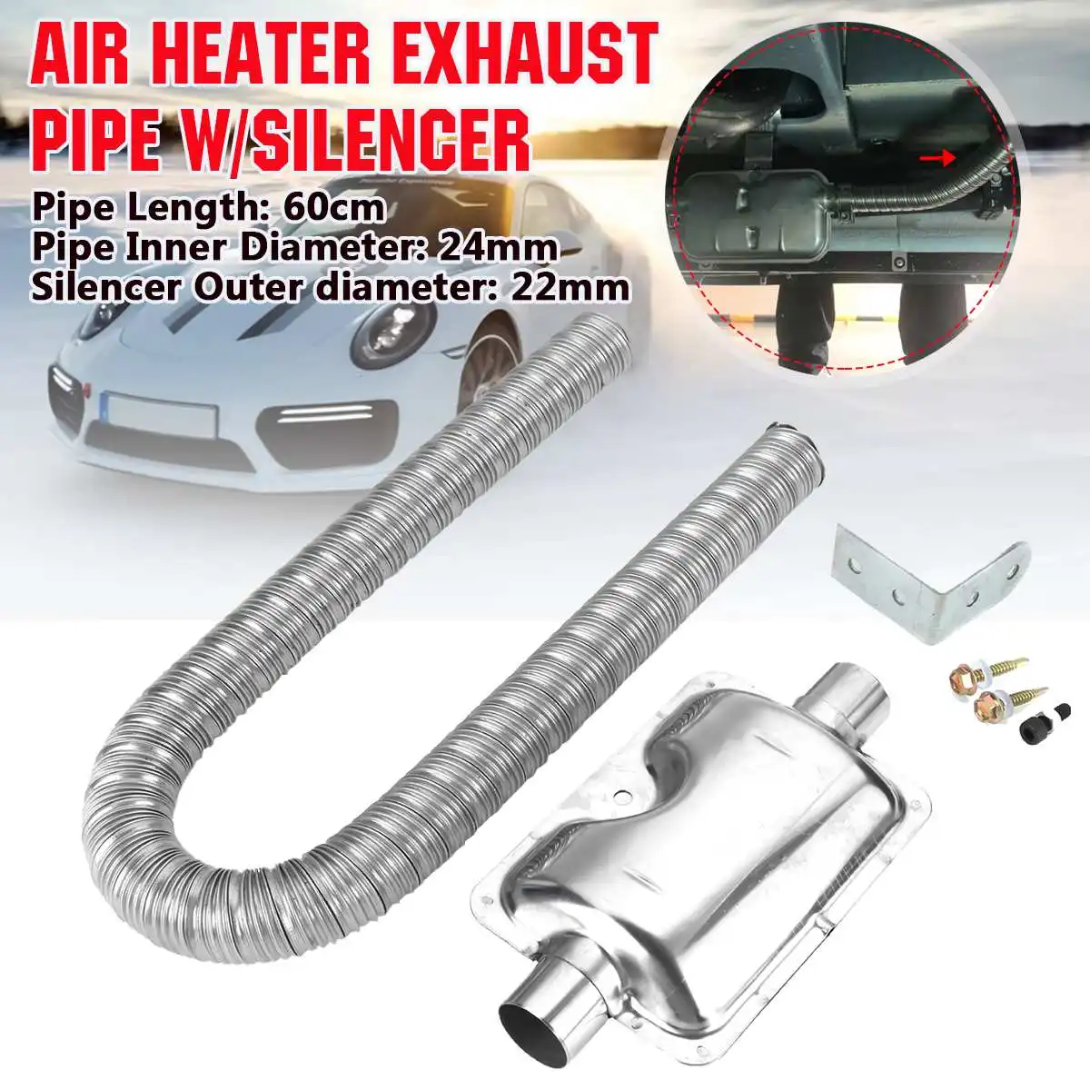 60cm 25mm Car Heater Exhaust Pipe Dual-layer w/Muffler Silencer Kit Stainless Steel For Air Diesel Parking Heater
60cm 25mm Car Heater Exhaust Pipe Dual-layer w/Muffler Silencer Kit Stainless Steel For Air Diesel Parking Heater