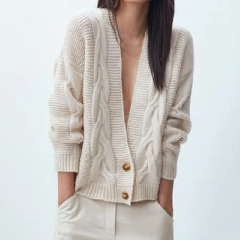 2023 New Spring Autumn Fashion Twisted Flower Knit Cardigan V-Neck Sweater Long Sleeve Simple Casual Top Women Harajuku Loose
2023 New Spring Autumn Fashion Twisted Flower Knit Cardigan V-Neck Sweater Long Sleeve Simple Casual Top Women Harajuku Loose