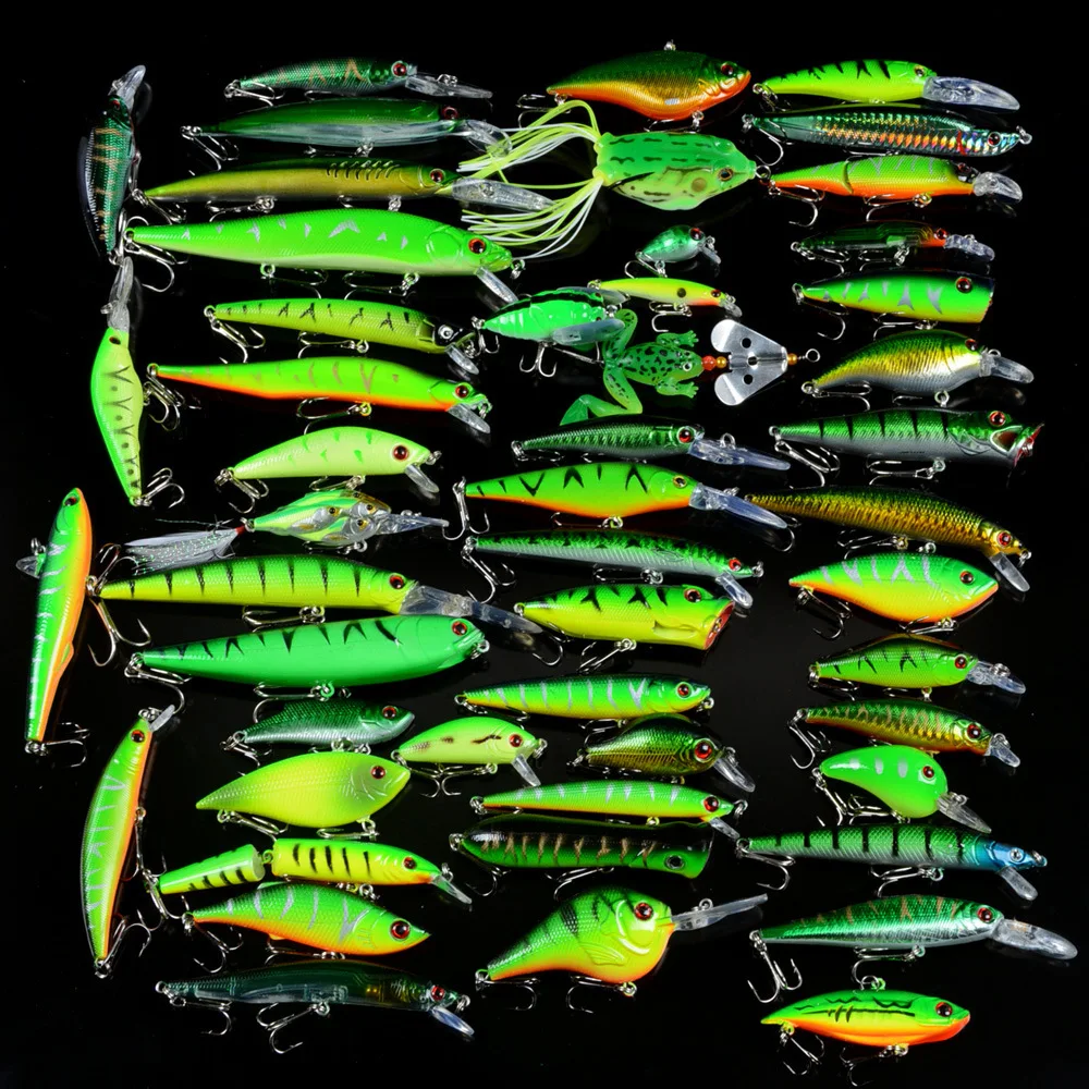 50Pcs/Lot Minnow Fishing Lure green Set iscas artifical Hard Bait Mixed Lure Kit Wobblers Crankbait Fishing Tacke Pesca
50Pcs/Lot Minnow Fishing Lure green Set iscas artifical Hard Bait Mixed Lure Kit Wobblers Crankbait Fishing Tacke Pesca
