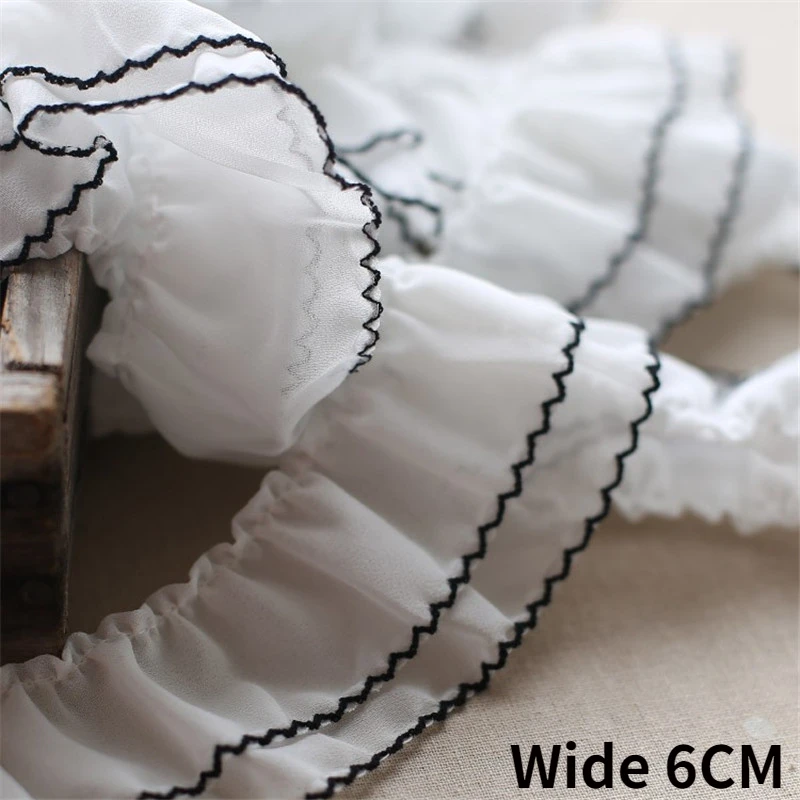 6CM Wide Double Layers White Pleated Chiffon Fabric Lace Applique Dress Guipure Fringe Ribbon Wavy Edge Ruffle Trim Sewing Decor
6CM Wide Double Layers White Pleated Chiffon Fabric Lace Applique Dress Guipure Fringe Ribbon Wavy Edge Ruffle Trim Sewing Decor