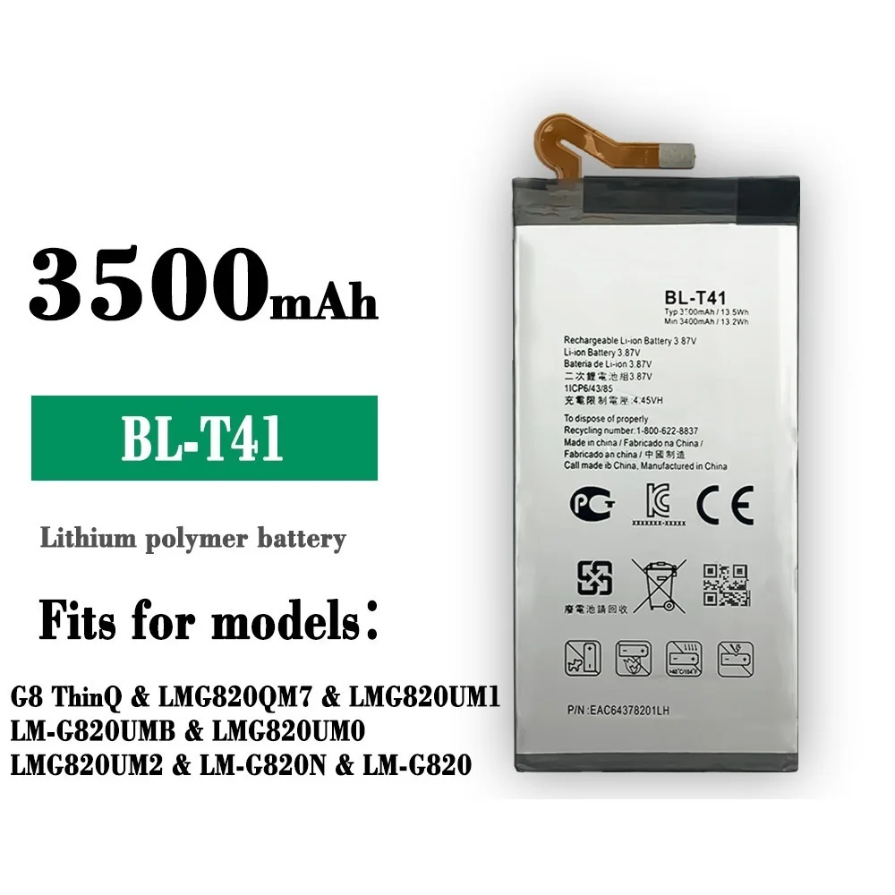 Аккумулятор BL-T41 для Lg G8 ThinQ BL T41 LMG820QM7 LMG820UM1 LM-G820UMB LMG820UM0 LM-G820N мобильный телефон Bateria + бесплатный инструмент
Аккумулятор BL-T41 для Lg G8 ThinQ BL T41 LMG820QM7 LMG820UM1 LM-G820UMB LMG820UM0 LM-G820N мобильный телефон Bateria + бесплатный инструмент