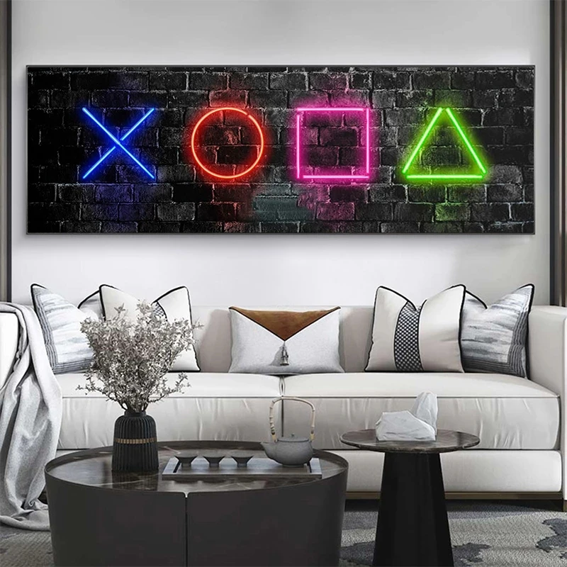 Gamer Neon Button Symbol Gaming Canvas Art Print Poster Wall Art Canvas Picture for Living Room Cuadros Home Wall Decoration
Gamer Neon Button Symbol Gaming Canvas Art Print Poster Wall Art Canvas Picture for Living Room Cuadros Home Wall Decoration