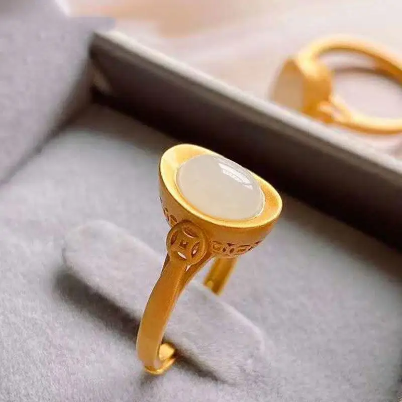 Vintage Ring Fine White Jade Small Yuanbao S925 Sterling Silver Ring Chinese Royal Court Style Classical Amass Fortunes Index Fi
Vintage Ring Fine White Jade Small Yuanbao S925 Sterling Silver Ring Chinese Royal Court Style Classical Amass Fortunes Index Fi
