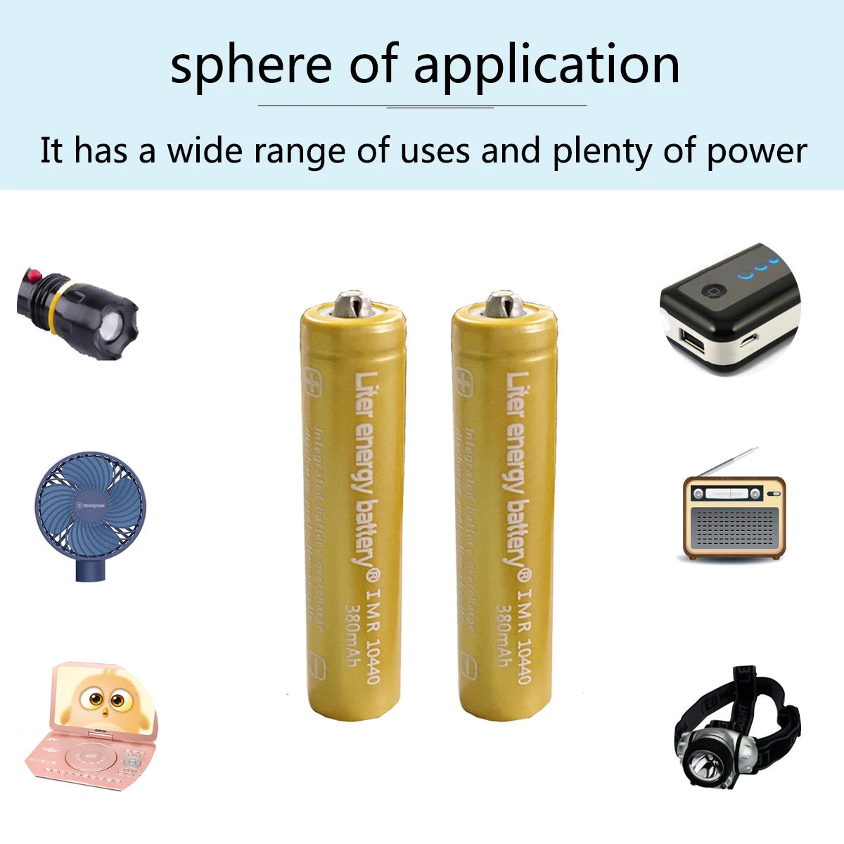 

20pcs Liter energy battery 3.7V 380mAh High Capacity 10440 Li-ion Rechargeable Battery AAA Battery for LED Flashlights Headlamps
