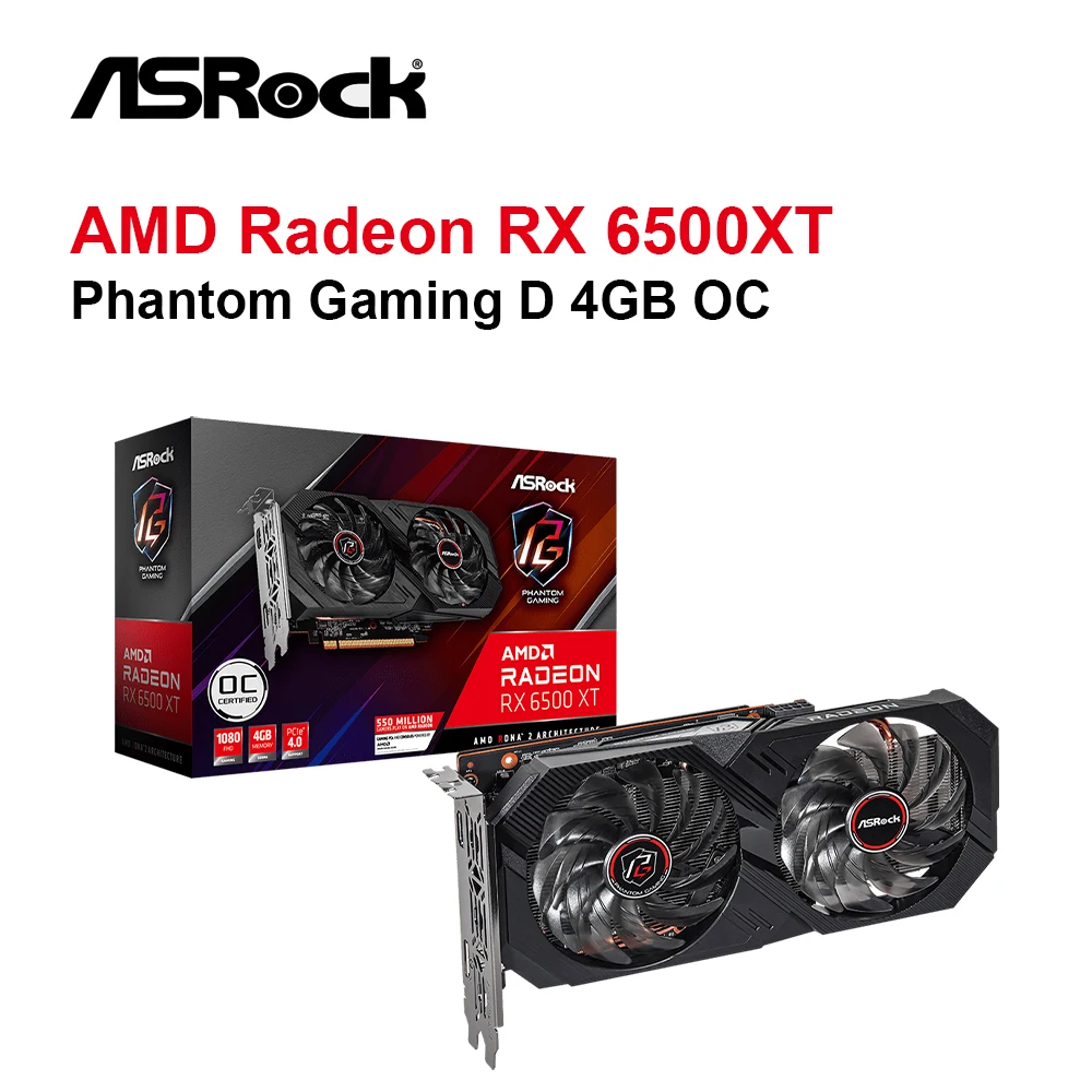 

New ASRock AMD Radeon RX 6500 XT Phantom Gaming D 4GB OC Graphics Card RX 6500XT GDDR6 Video Cards GPU DeskTop placa de video