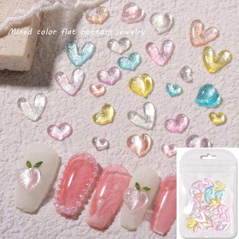 30Pcs Peach Heart Shape Resin Aurora Nails 3D Charm 8*8mm Love Candy Design Mix-Colors Symphony Rhinestones Nail Art Decors
30Pcs Peach Heart Shape Resin Aurora Nails 3D Charm 8*8mm Love Candy Design Mix-Colors Symphony Rhinestones Nail Art Decors