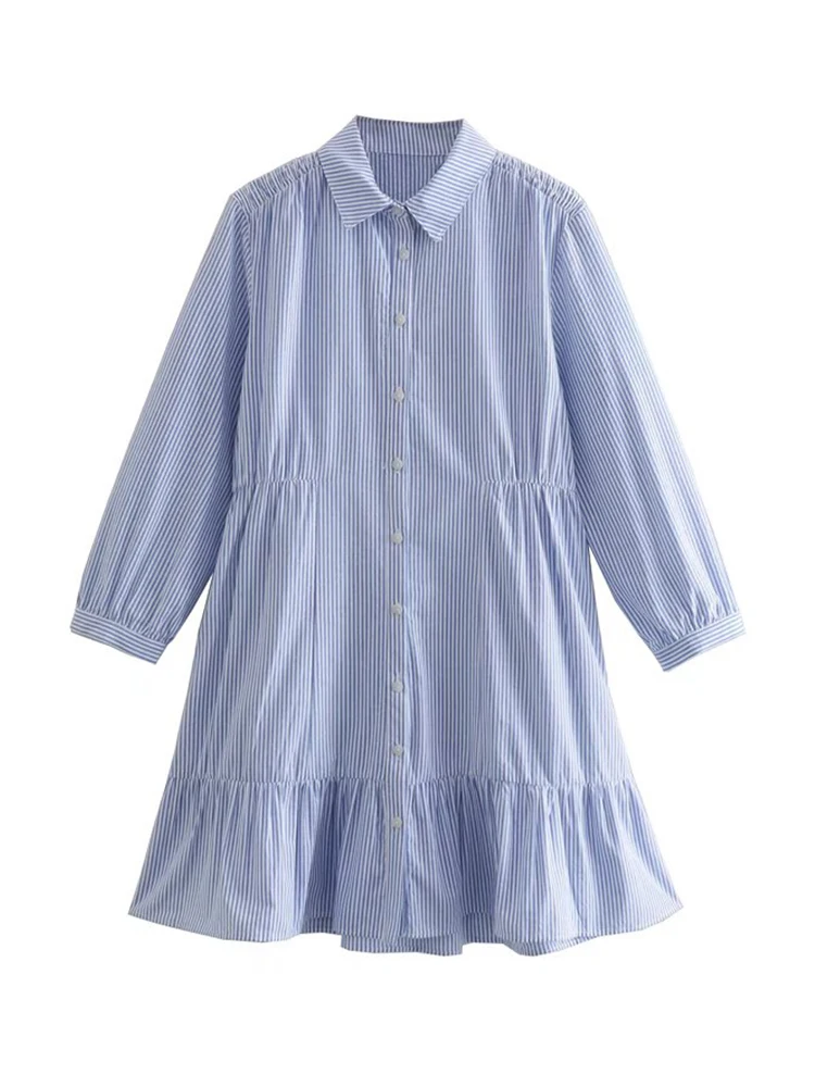 Women Striped Dresses 2022 Turn Down Collar Mini Vintage Long Sleeve A-line Single Breasted Wear Female Dresses Vestidos Mujer
Women Striped Dresses 2022 Turn Down Collar Mini Vintage Long Sleeve A-line Single Breasted Wear Female Dresses Vestidos Mujer