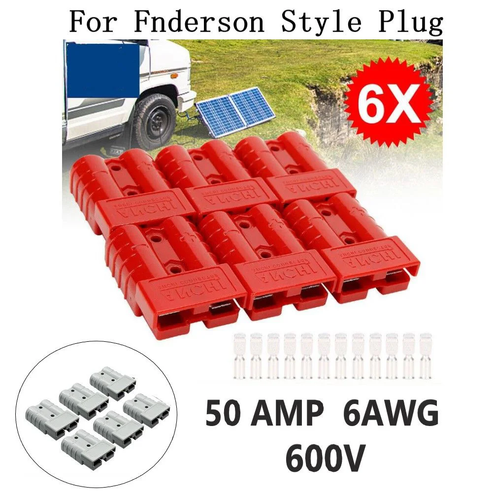 6pcs Battery Connector For Anderson Style Plug DC Power 50AMP Solar Caravan 6AWG High Current Quick Connector DC Power Charging
6pcs Battery Connector For Anderson Style Plug DC Power 50AMP Solar Caravan 6AWG High Current Quick Connector DC Power Charging