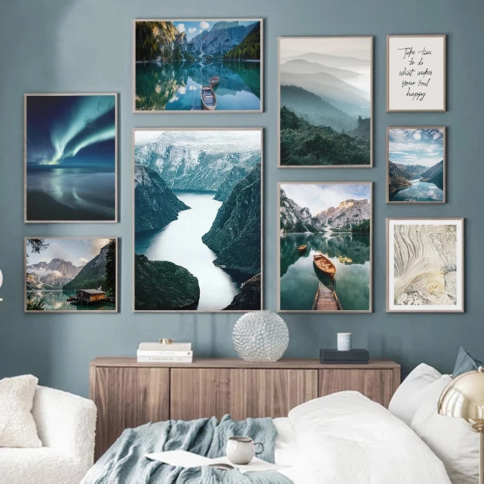 Landscape Forest Boat Poster Charm Aurora Lake River Snow Mountain Canvas Nordic Green Print Painting Modern Picture Home Decor
Landscape Forest Boat Poster Charm Aurora Lake River Snow Mountain Canvas Nordic Green Print Painting Modern Picture Home Decor