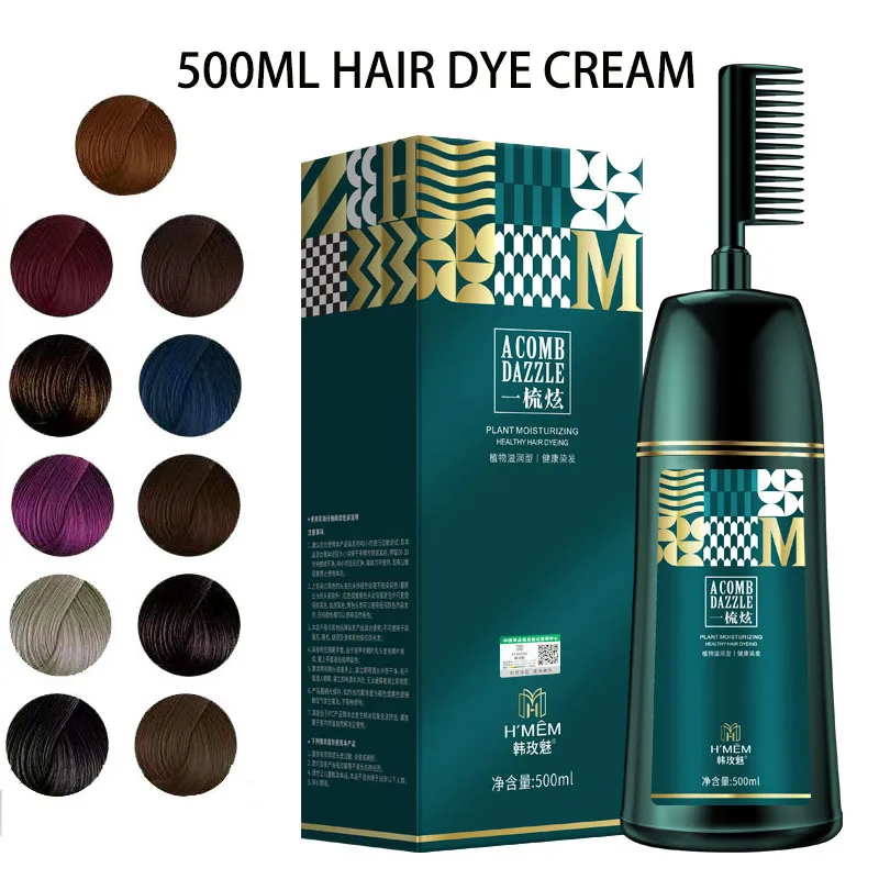 500ML Plant Essence Hair Dye Shampoo Beauty Nourishes Long Lasting Hair Coloring Cream Care for Men Women Home Salon with Comb
500ML Plant Essence Hair Dye Shampoo Beauty Nourishes Long Lasting Hair Coloring Cream Care for Men Women Home Salon with Comb