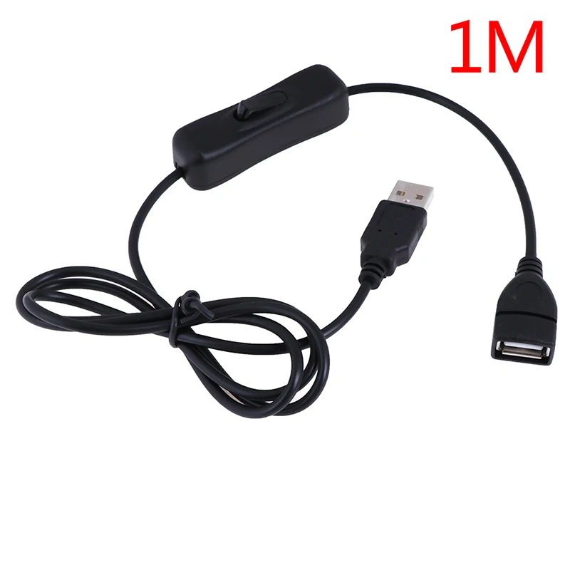 

1pc 1m USB Cable Male to Female Switch ON OFF Cable Toggle LED Lamp Power 1M Line Black Electronics Date Converting