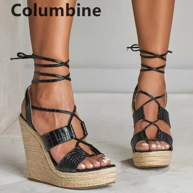 Women Espadarille Leather Platform Wedge Sandals Belt Buckle Strap Opne Round Heels Slingback Sexy Black Beige Casual Lady Shoes
Women Espadarille Leather Platform Wedge Sandals Belt Buckle Strap Opne Round Heels Slingback Sexy Black Beige Casual Lady Shoes