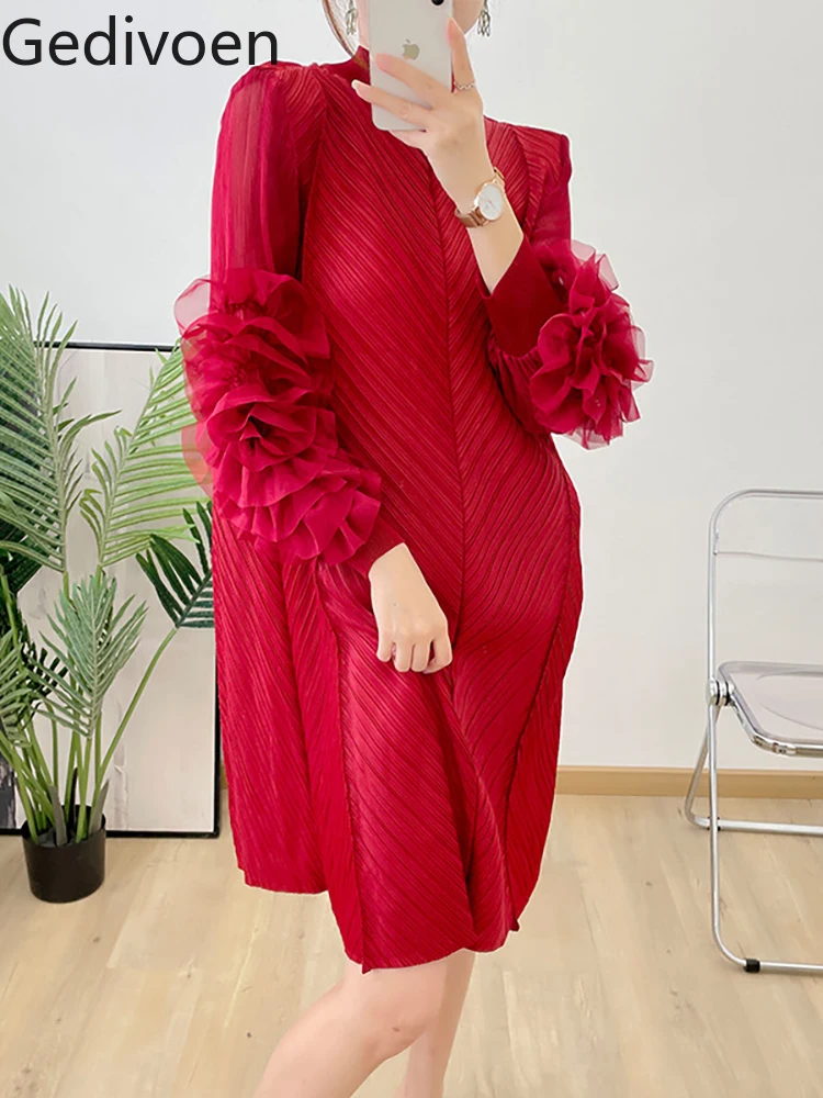 Gedivoen High Quality Spring Women Fashion Runway Pleated Loose Dress Lantern Sleeve Ruffles Patchwork Draped Elasticity Dresses
Gedivoen High Quality Spring Women Fashion Runway Pleated Loose Dress Lantern Sleeve Ruffles Patchwork Draped Elasticity Dresses