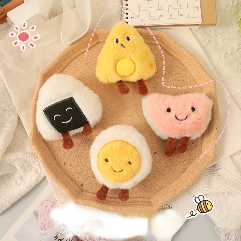 

Kawaii Rice Ball Brooches Soft Plush Large Brooch Cartoon Rice Ball Toast Fried Egg Badges Clothing Bag Decoration Pins