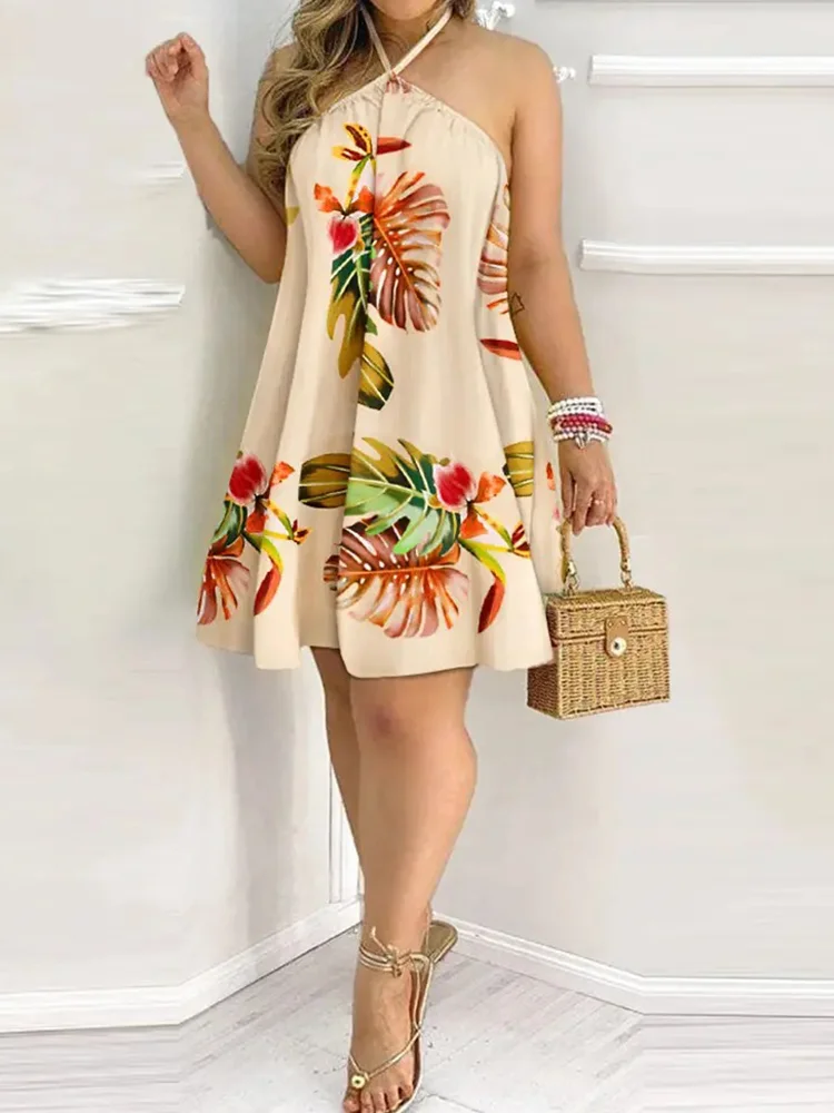 Sexy Backless Mini Dress Summer Women's Casual Loose Boho Beach Vacation Print Dress Women's Backless Tie Ladies Robe
Sexy Backless Mini Dress Summer Women's Casual Loose Boho Beach Vacation Print Dress Women's Backless Tie Ladies Robe