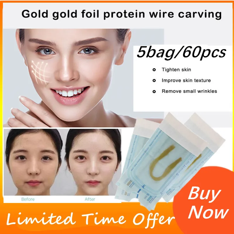 5pack/60pcs No Neddle Anti Aging Thread Lifting Face Line Carved Gold Essence Protein Skin Absored Lines Wrinkle Remove Care
5pack/60pcs No Neddle Anti Aging Thread Lifting Face Line Carved Gold Essence Protein Skin Absored Lines Wrinkle Remove Care