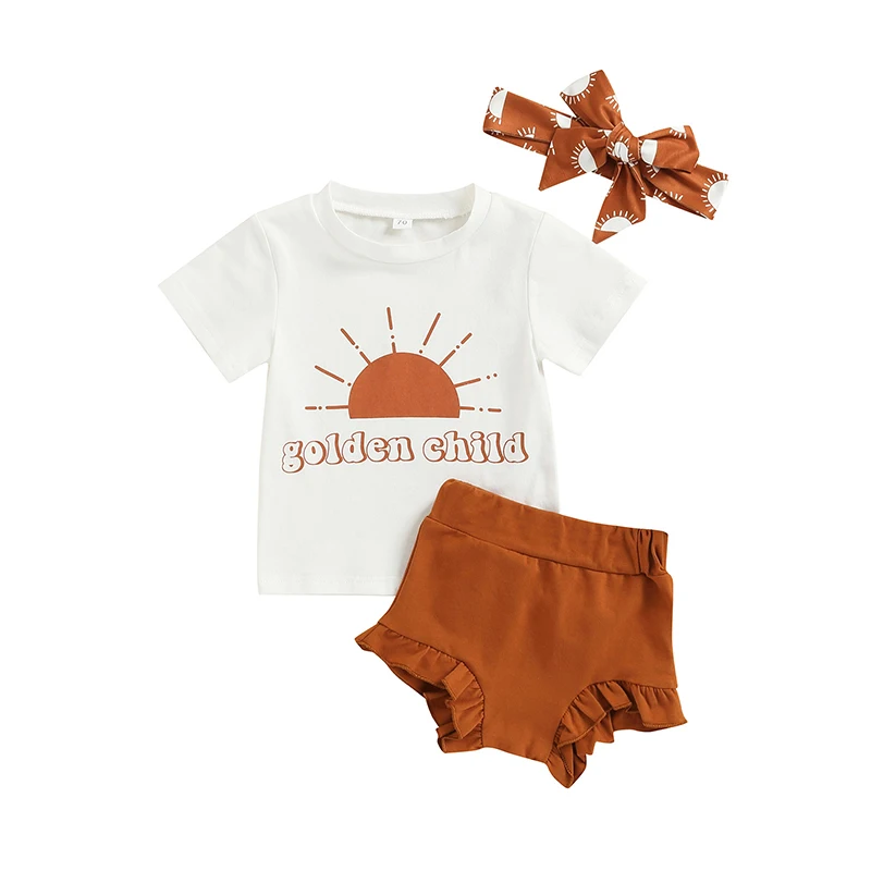 Pudcoco 3Pcs 0-24M Infant Baby Girls Summer Suit Short Sleeve Sun Letter Printed Tops+Solid Color Ruffled Shorts+Headband Set
Pudcoco 3Pcs 0-24M Infant Baby Girls Summer Suit Short Sleeve Sun Letter Printed Tops+Solid Color Ruffled Shorts+Headband Set