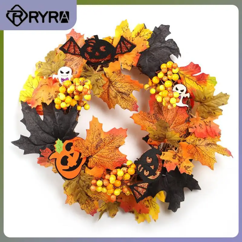 Autumn Door Wreath With LED Light Halloween Decoration Pumpkin Bat Skull Maple Leaves Artificial Wreath Cloth Rattan Home Decor
Autumn Door Wreath With LED Light Halloween Decoration Pumpkin Bat Skull Maple Leaves Artificial Wreath Cloth Rattan Home Decor