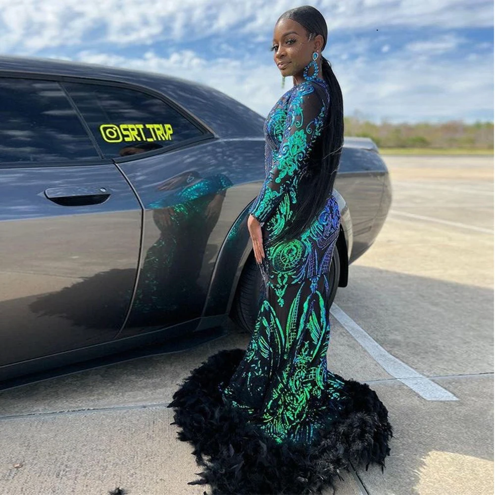 Dream Full Sleeve Mermaid Evening Dresses Deep Green Prom Dress with Feather Floor Length Lace Party Dress Vestidos De Fiesta
Dream Full Sleeve Mermaid Evening Dresses Deep Green Prom Dress with Feather Floor Length Lace Party Dress Vestidos De Fiesta
