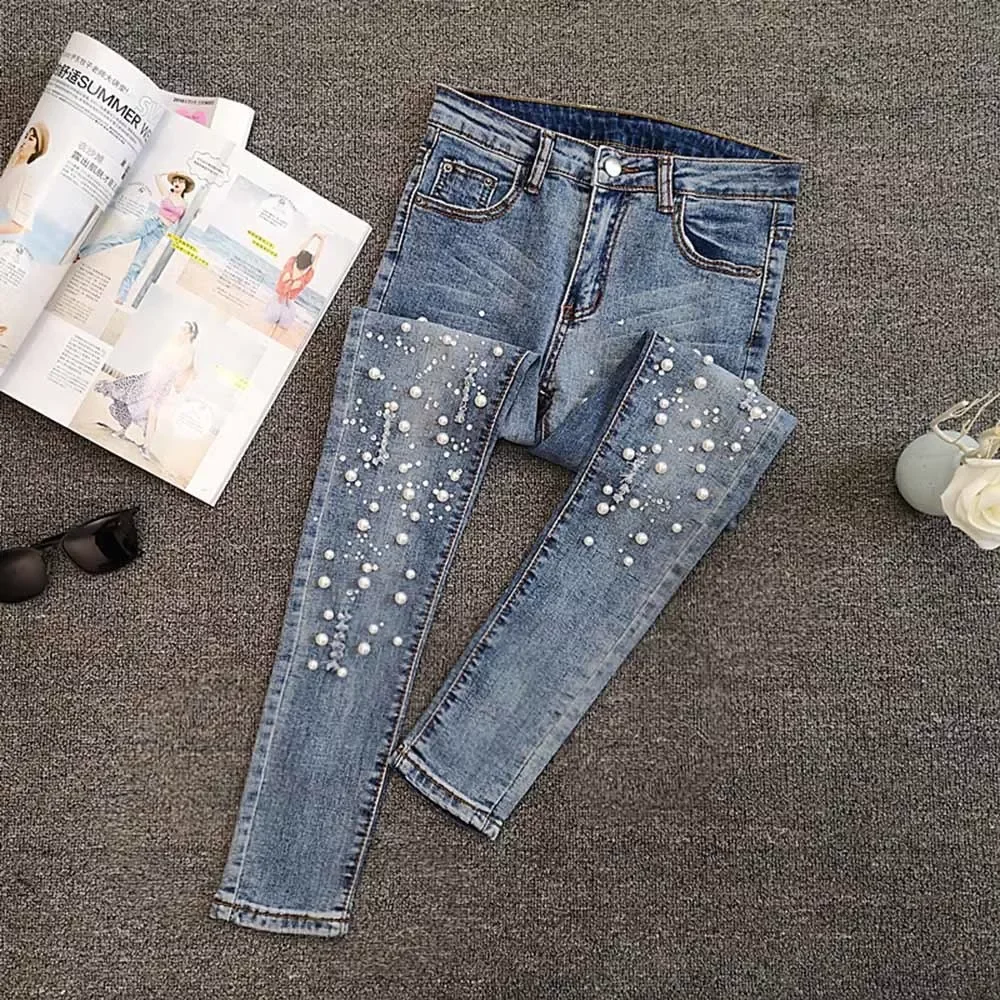 New2022 New Women Jeans Pants Skinny Pearl Beaded Front Jeans Spring Autumn Mid Waist Denim pencil Pants S-3XL
New2022 New Women Jeans Pants Skinny Pearl Beaded Front Jeans Spring Autumn Mid Waist Denim pencil Pants S-3XL
