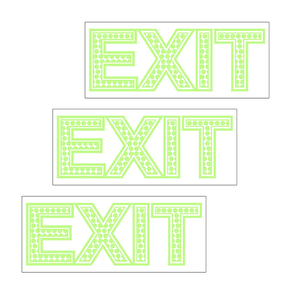 

3 Pcs Exit Sign Photoluminescent Stickers Warning Wall Office Indoor Way Indicator Direction Signs The Pet Glow
