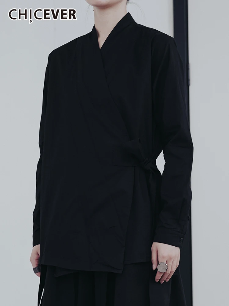 CHICEVER Black Shirt For Women V Neck Long Sleeve Patchwork Lace Minimalist Blouse Female Clothing Fashion Style Autumn 2022 New
CHICEVER Black Shirt For Women V Neck Long Sleeve Patchwork Lace Minimalist Blouse Female Clothing Fashion Style Autumn 2022 New