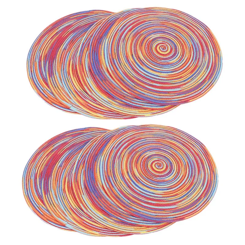 Braided Colorful Round Place Mats For Kitchen Dining Table Runner Heat Insulation Non-Slip Washable Placemats Set Of 12
Braided Colorful Round Place Mats For Kitchen Dining Table Runner Heat Insulation Non-Slip Washable Placemats Set Of 12