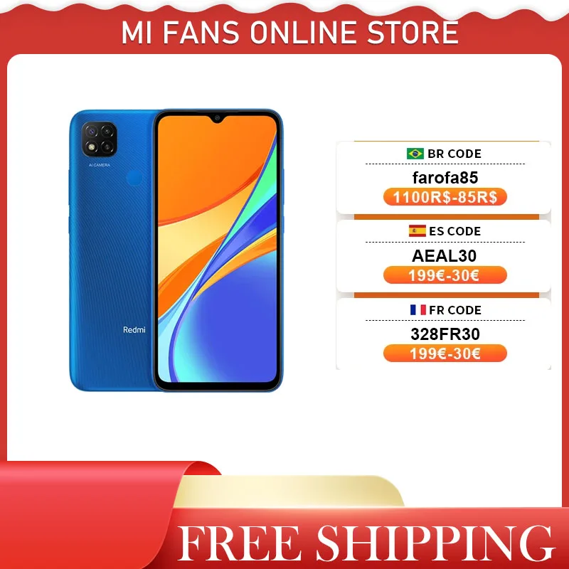 Global Version Xiaomi Redmi 9C 2GB RAM 32GB ROM Mobile Phone 5000mAh Batter MTK Helio G35 Octa Core Immersive 6.53" HD+ display
Global Version Xiaomi Redmi 9C 2GB RAM 32GB ROM Mobile Phone 5000mAh Batter MTK Helio G35 Octa Core Immersive 6.53" HD+ display