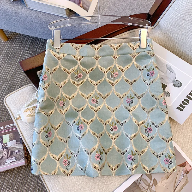 Elegant Temperament Jacquard A-Line Skirt Women's Summer Mew Embroidered Small Fragrance Bag Hip Short Skirt q254
Elegant Temperament Jacquard A-Line Skirt Women's Summer Mew Embroidered Small Fragrance Bag Hip Short Skirt q254