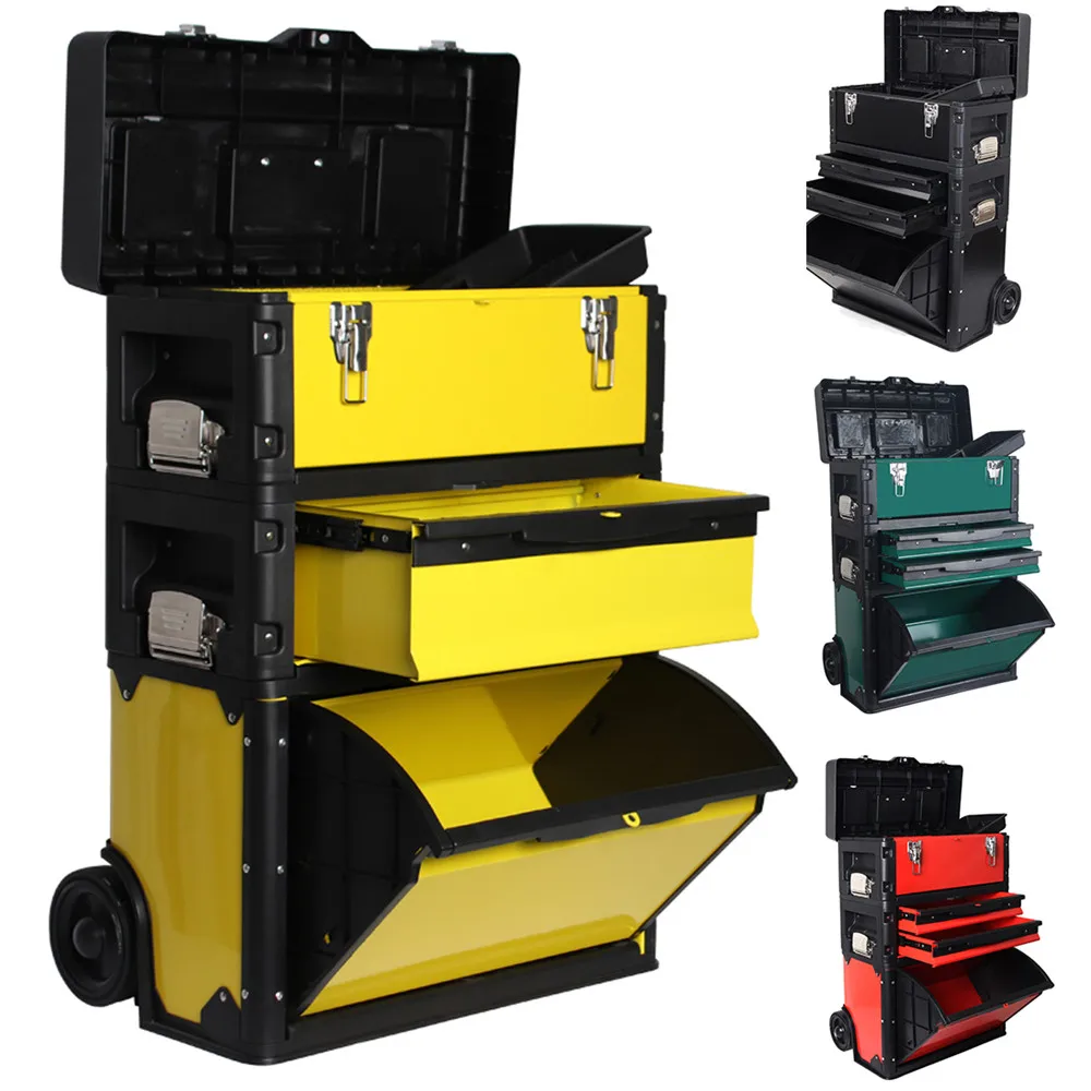 Removable Three-layers Alloy Tool Box with Wheels with Drawers Large Capacity Portable Tool Storage for Electrician Metalworker
Removable Three-layers Alloy Tool Box with Wheels with Drawers Large Capacity Portable Tool Storage for Electrician Metalworker