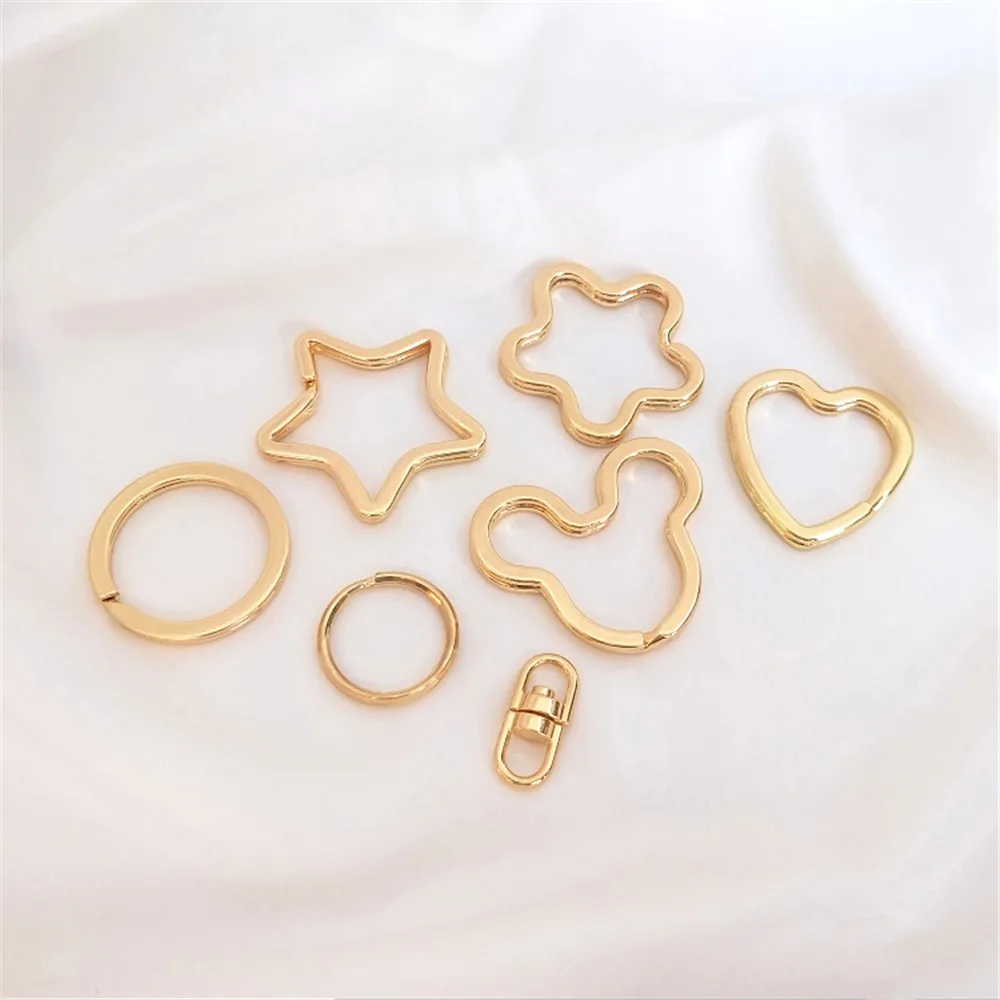 14K Gold Filled Plated Cartoon special-shaped key ring flower shaped star Mickey head DIY key ring hanging ring hanging ring
14K Gold Filled Plated Cartoon special-shaped key ring flower shaped star Mickey head DIY key ring hanging ring hanging ring